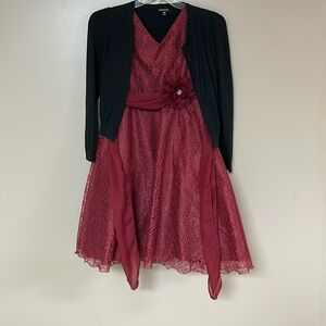Brand new red lace flower dress with black jacket (I only sell through posh)